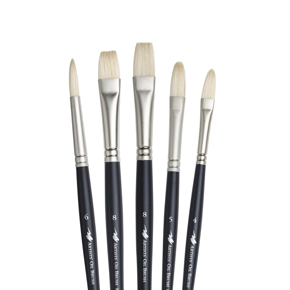 Performance Tool 12-Piece Long Handle Artist Brush Set - Various Tip Sizes For Painting