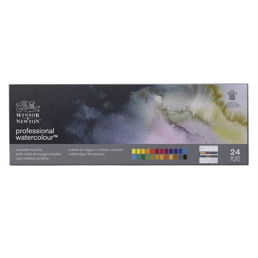 W&N PROFESSIONAL WATERCOLOUR 24 HP COMPLETE TRAVEL TIN [FRONT NO SHADOW] 094376917444